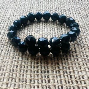 Vintage Black Stretch Wrap Beaded Bracelet